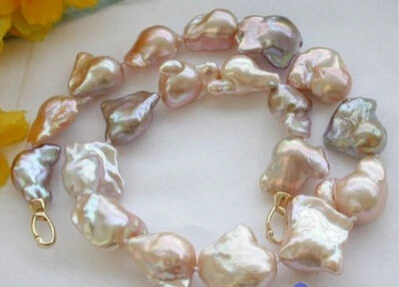 

HOT N228 NATUAL 17" 22mm PINK baroque keshi reborn PEARL NECKLACE