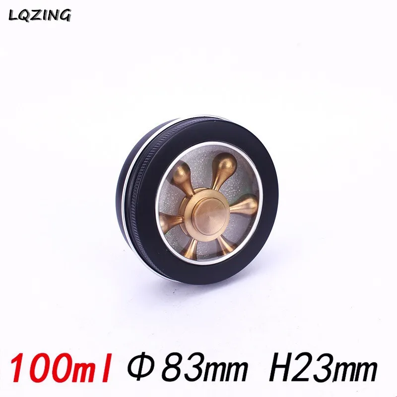 

20pcs 100g/100ml Empty Black Aluminum Tin Round Cans Box Clear Window Cream Jar Pot Case Screw Thread Lid Lip Balm Container