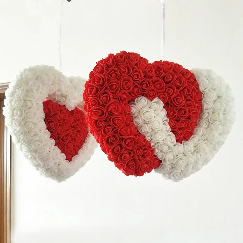 Beautiful Heart Wreath Artificial Flowers Roses Wreath Valentine's Day Decoration