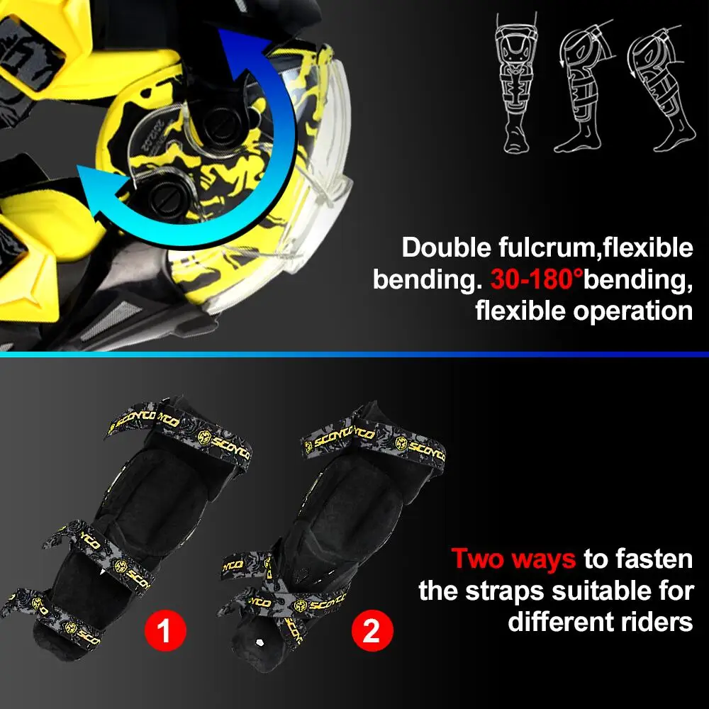 SCOYCO Желтый протектор колено MTB защита мотокросса анти-осень ветрозащитный Экстремальный мото защита гоночный велоспорт Колено голени протектор