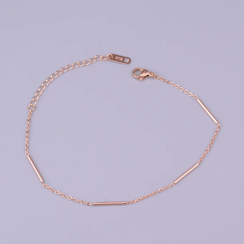 Интернет популярные ювелирные изделия розовое золото из нержавеющей стали круглый серебряного цвета бар цепочки и браслеты Женщины любовь браслеты
