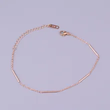 Интернет популярные ювелирные изделия розовое золото из нержавеющей стали круглый серебряного цвета бар цепочки и браслеты Женщины любовь браслеты