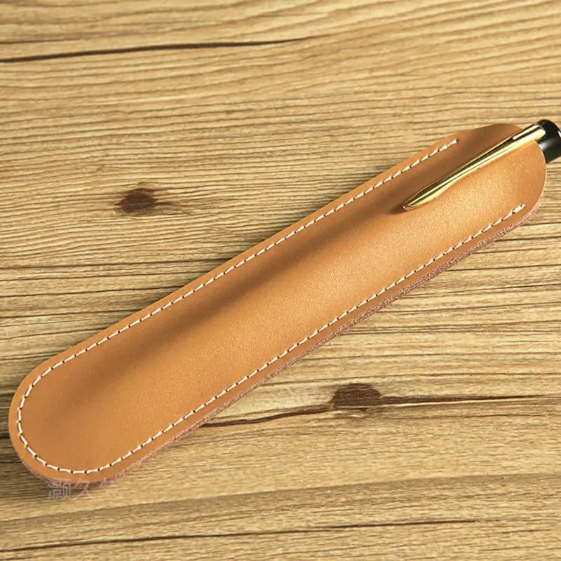 1 pcs Brown Antique Handmade Leather Fountain Pen Bag Single Pen Holder
