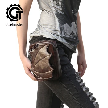 

Steampunk Gothic Small Waist Bags Retro Rock Vintage Punk Shoulder Bag Men Women Mini Leather Cross Body Messenger Bag Leg Bag