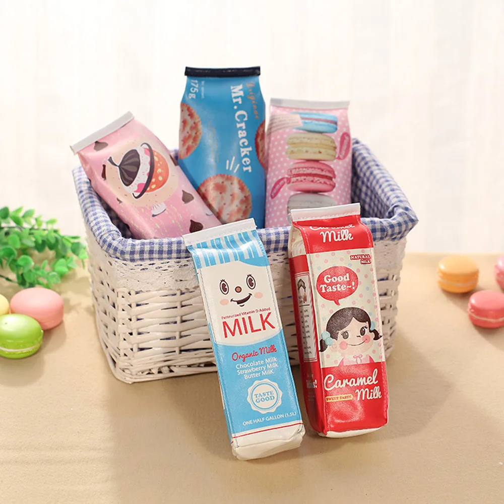 Cute Kawaii Pencil Case Creative Milk Pencil Bag For Kids Gift Novelty School pencil pen holders new A30