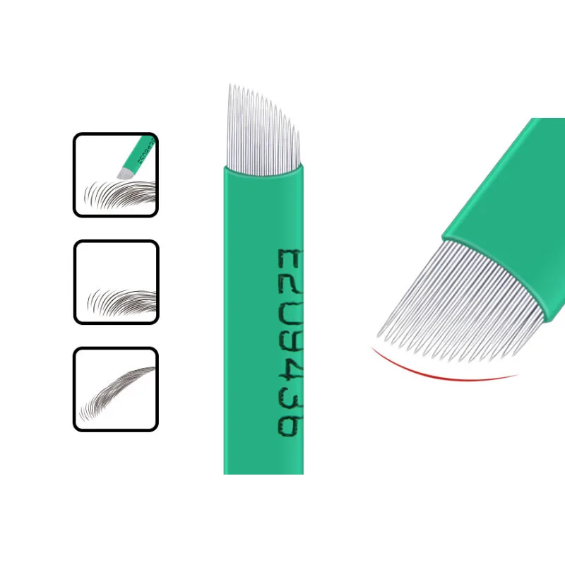 

Green Flex 16 0.20mm Permanent Makeup Eyebrow Tatoo Blade Microblading Needles Permanent Makeup Needle Eyebrow Blade