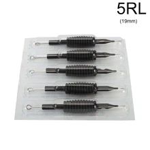 10 шт. Черный одноразовые иглы татуировки и трубы 3/4 Grip(19 мм) 5RL для профессиональных татуировки поставок пистолет Вышивка Крестом Иглы чернил Чашки Наборы