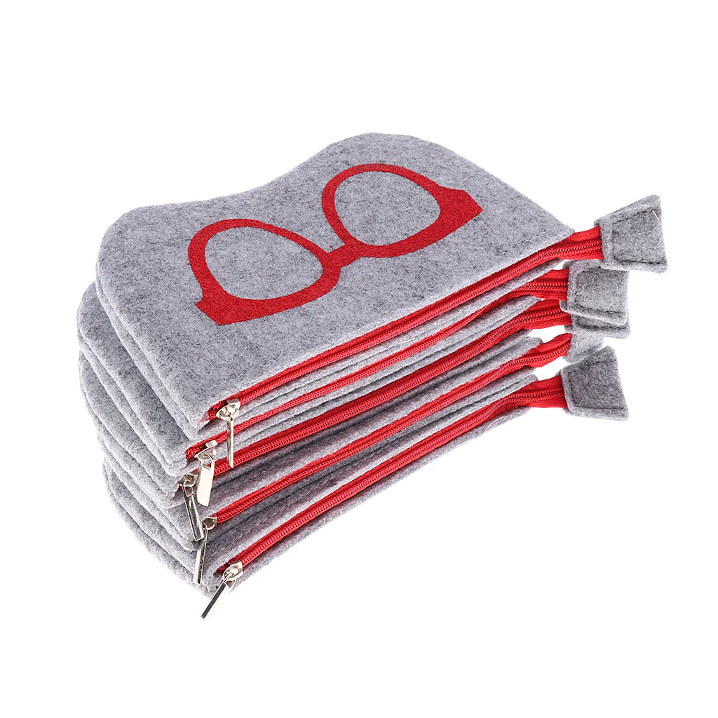 5 Pieces Zipper Reading Glasses Case Cute Eyeglass Pouch Girls Boys Sunglasses Case  Bag Storage