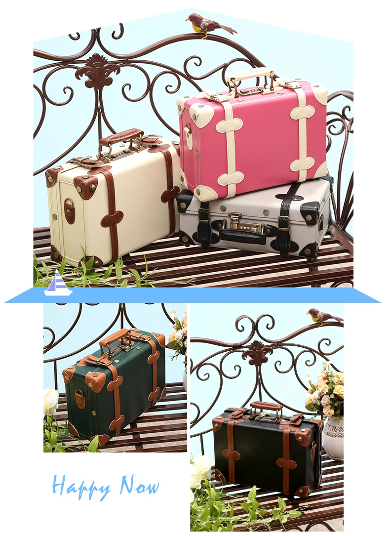 UNIWALKER 12 "13" дюймов водостойкая винтажная коробка для багажника сумка для багажа маленький чемодан цветочный декоративная коробка с ремнями