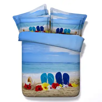 

3d printed comforter bedding set quilt/duvet cover bed sheet twin full queen king size 500TC woven skyblue sandbeach sea scenery