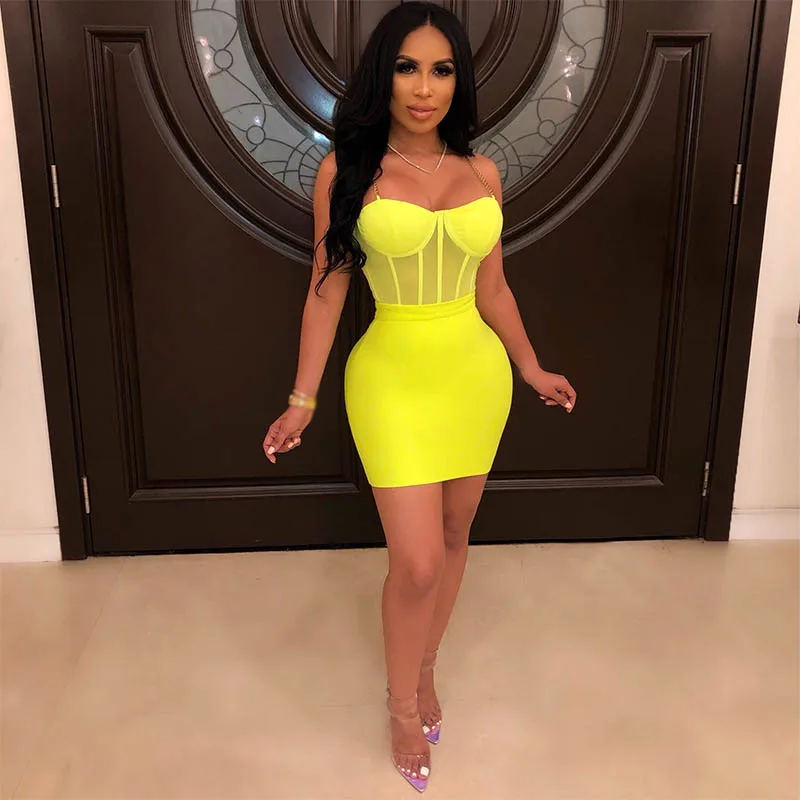 

Fashion Two Pieces Set 2019 Summer Women Mini Skirt Set Spaghetti Straps Mesh Jumpsuit Sexy Backless Bodycon Set
