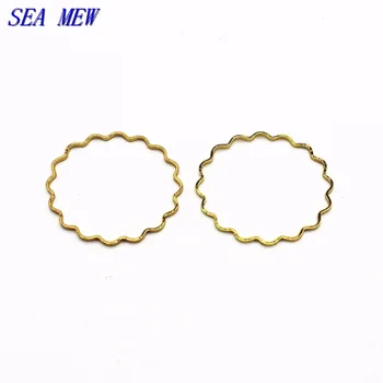 

SEA MEW 100PCS 25mm Metal Brass 4 Colors Round Curve Circle Connectors DIY Jewelry Accessories