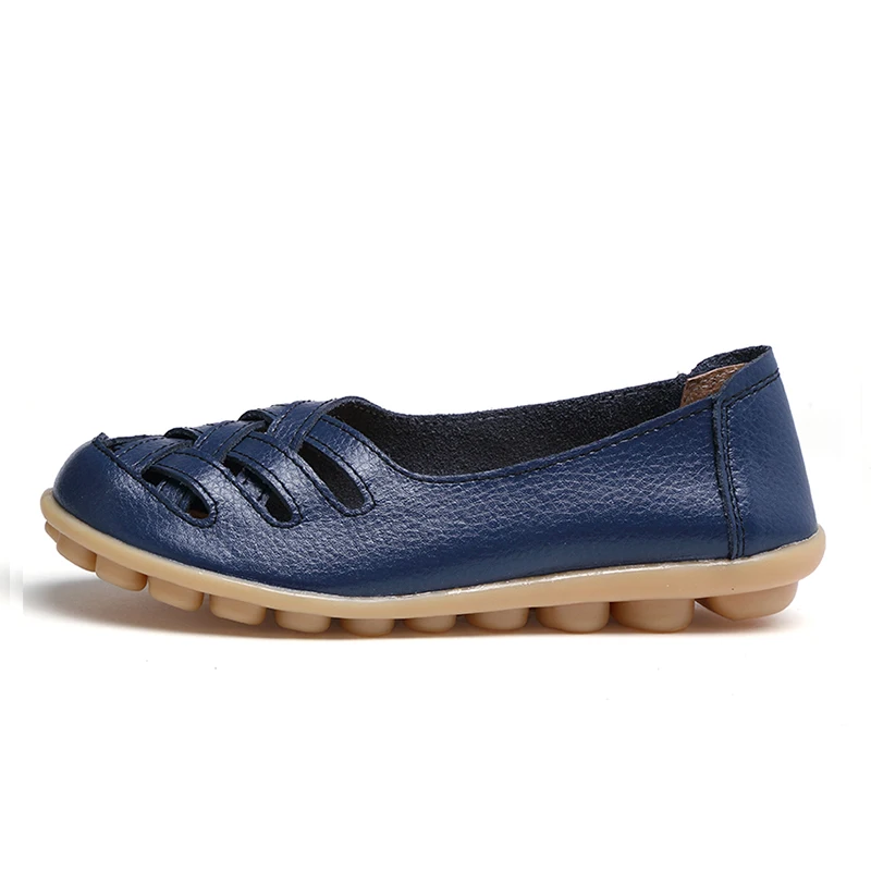Повседневная обувь для женщин; Туфли-оксфорды; 15 цветов; классическая женская обувь из вулканизированной кожи; женская обувь на плоской нескользящей подошве с круглым носком; большие размеры 34-44 - Цвет: Dark blue