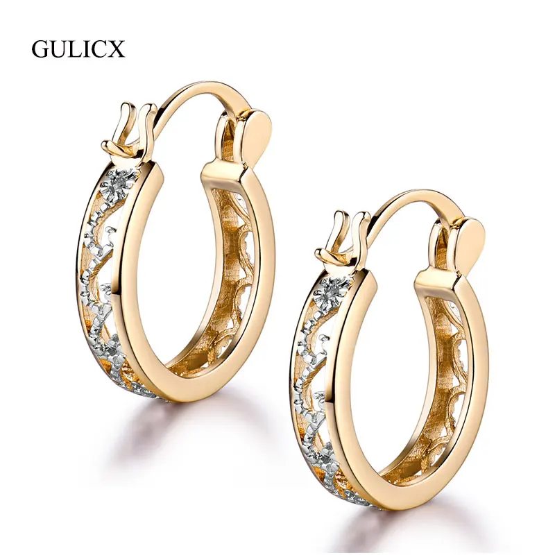 Женские круглые серьги E400b модные золотого цвета с отверстиями|small round earrings|round