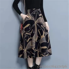 Шерстяные осенне-зимние юбки средней длины, большие размеры, Faldas Mujer, Женская длинная Плиссированная Юбка-пачка с высокой талией, Saias