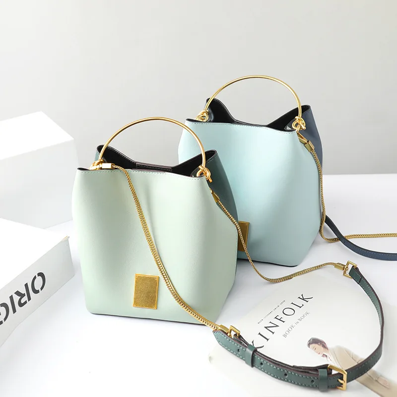 

Fashion bucket Shoulder Bags High Quality Cowhide Crossbody Bags For Women Luxury Handbags Women Bags Designer Bolsas Feminina