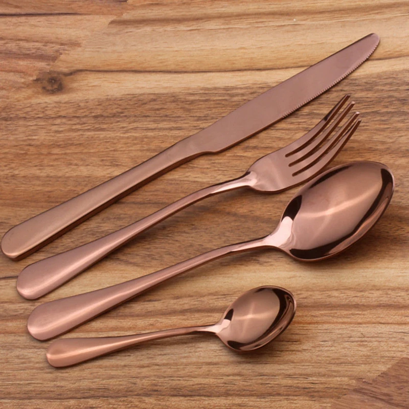 4Pcs/Set New Luxury Multicolor Rainbow Dinner Set Wedding Travel Cutlery Stainless Steel Dinner Knife Fork Scoops Silverware Set