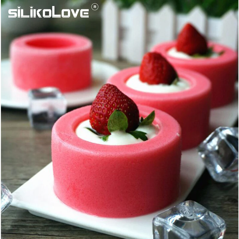 

SILIKOLOVE 6 Holes 3D Round Mousse Mold Small Cake Dessert Pudding Cup for Tools Non-stick DIY baking Cake Moulds