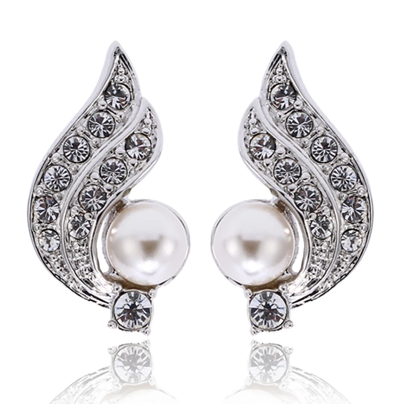 

YANDA Angel Wings Crystal Ear Stud Earrings For Women Fashion Shining CZ Pearl Statement Earring Wedding Party Charms Jewelry