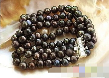 

FREE SHIPPING>>>@@ > 01135 4ROW 8" BLACK ROUND FW CULTURED PEARL BRACELET