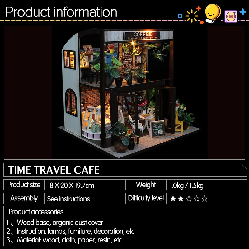 DIY Dollhouse With Furnitures Doll House Miniature Wooden House Waiting Time Coffee House Toys For Children Birthday Gift M027 DIY Dollhouse With Furnitures Doll House Miniature Wooden House Waiting Time Coffee House Toys For Children Birthday Gift M027