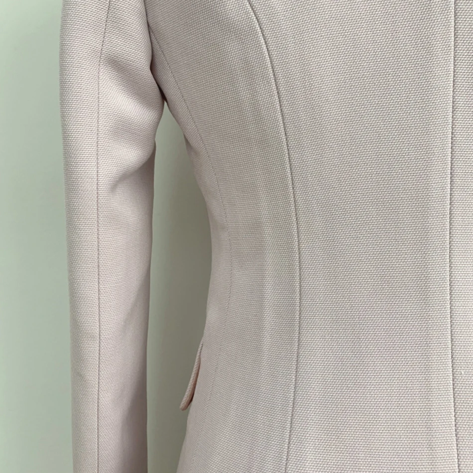 2019 женский костюм Блейзер высококачественная ткань розовый фиолетовый двубортная Пряжка серебрянная пуговица офисная верхняя одежда