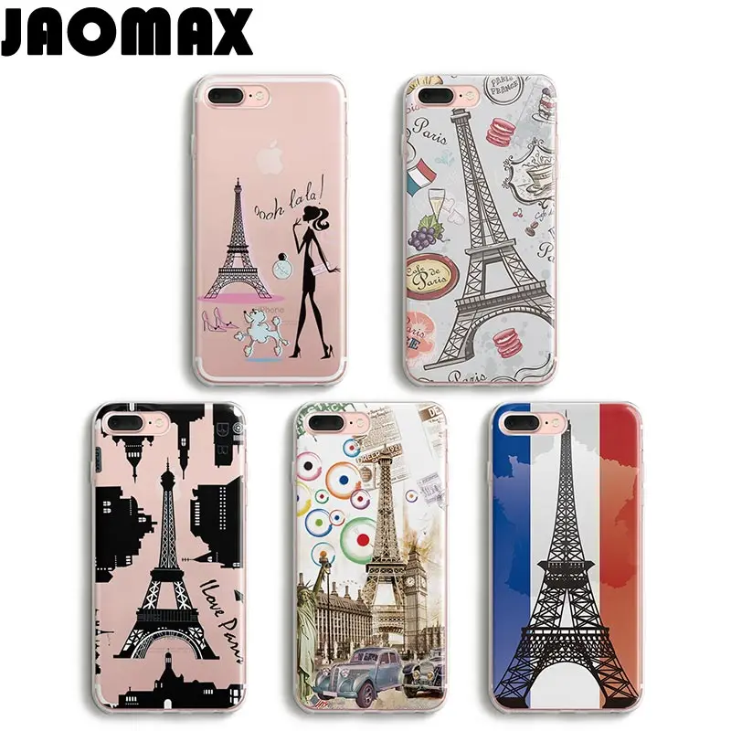 Чехол Jaoamx с Эйфелевой башней для iPhone 8 7 Plus Xs 6 6S 5 5S X прозрачный силиконовый мягкий