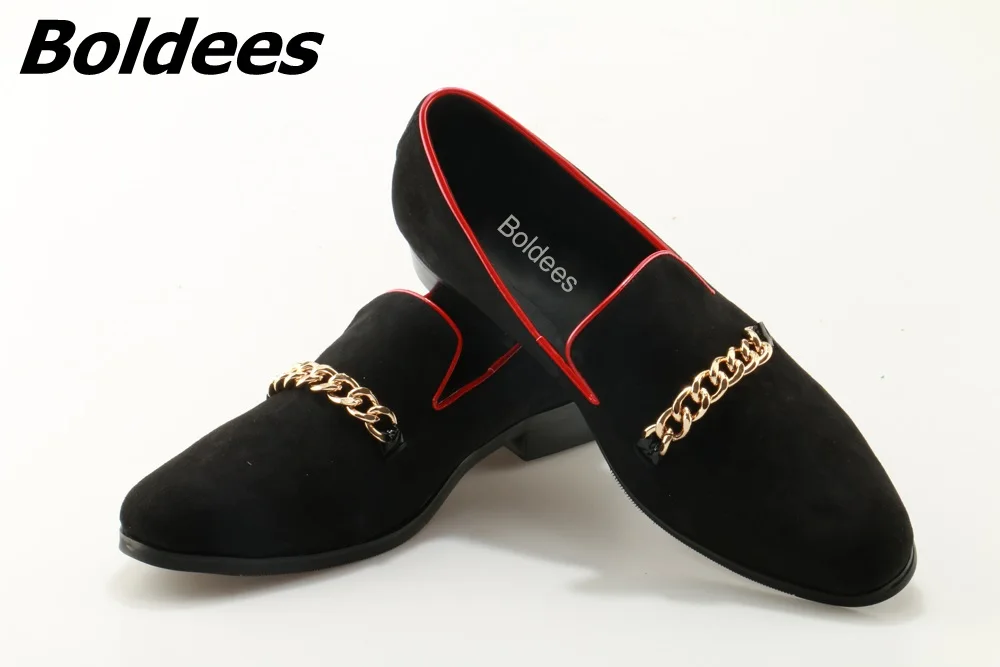 

Boldees Fashion Moccasins Casual Shoes with Gold Chains Black Men Loafers Luxury Brand Prom Banquet Men Dress Shoes Big Size 46