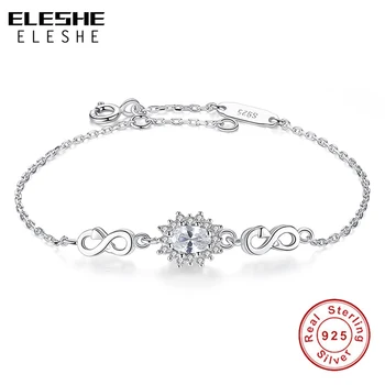 

Christmas Gift 925 Sterling Silver Sparkling Strand Bracelet Women Adjustable Link Chain Bracelet Cubic Zirconia Silver Jewelry