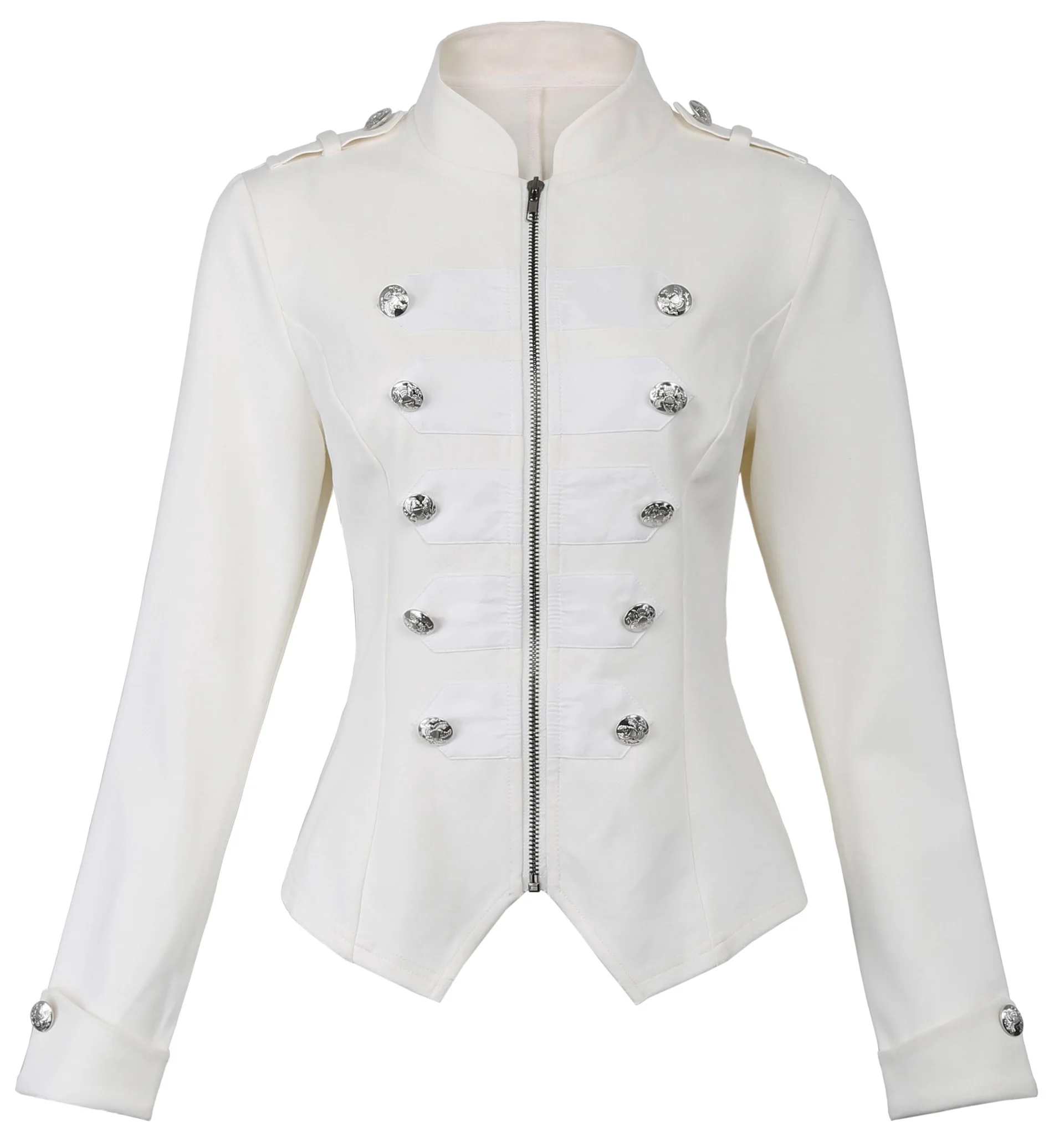 

Spring Autumn medieval Womens clothing Buttons Decorated Zipper Front Retro wedding party Military Gothic Jacket Coat Tops