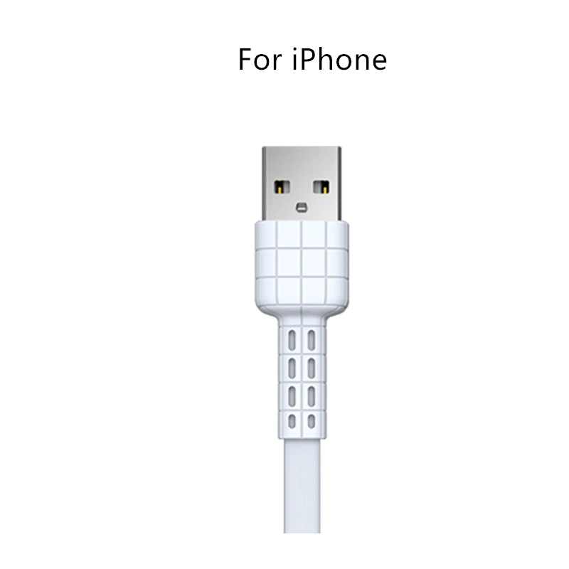 Remax USB кабель для передачи данных плоский металлический кабель для зарядки 2.4A прочный кабель для быстрой зарядки для xiaomi samsung для iPhone 6 6 S 7 8 iPhone x - Цвет: white for iphone