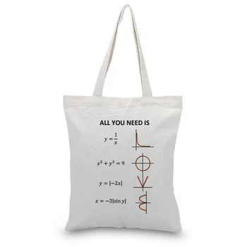 

Canvas Tote Bag Daily Use Math Image HandbagCustom Print Logo Text DIY Shopping Bag Eco Ecologicas Reusable Recycle