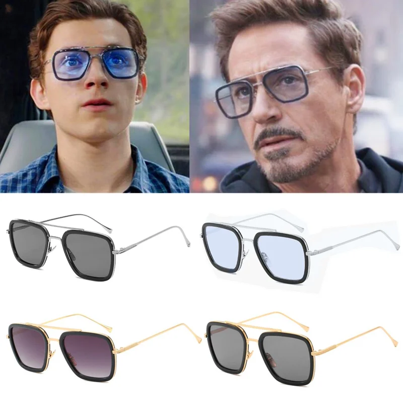 Iron-Man Glasses Movie Superhero Peter Parker Cosplay Edith Sunglasses Prop movie jeffrey dahmer cosplay glasses unisex polygon metal eyewear adult fashion driving sunglasses costume accessories props