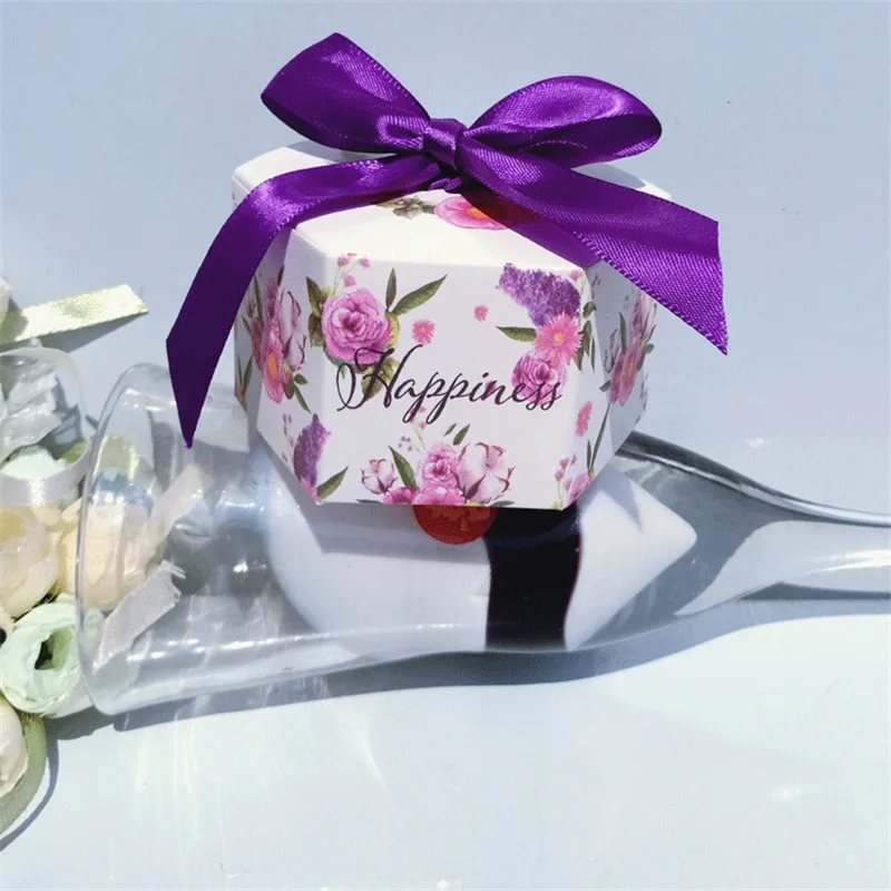 

Hexagonal New Creative Marble style Candy Box Baby Shower Decoration Wedding Favors Party Supplies Bomboniera Giveaways Gift Box