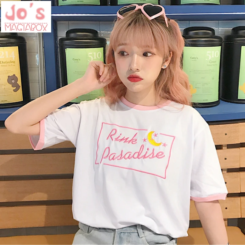 Kawaii футболка с Луной Южная Корея ulzzang Harajuku японский дикий сладкий сестра Луна