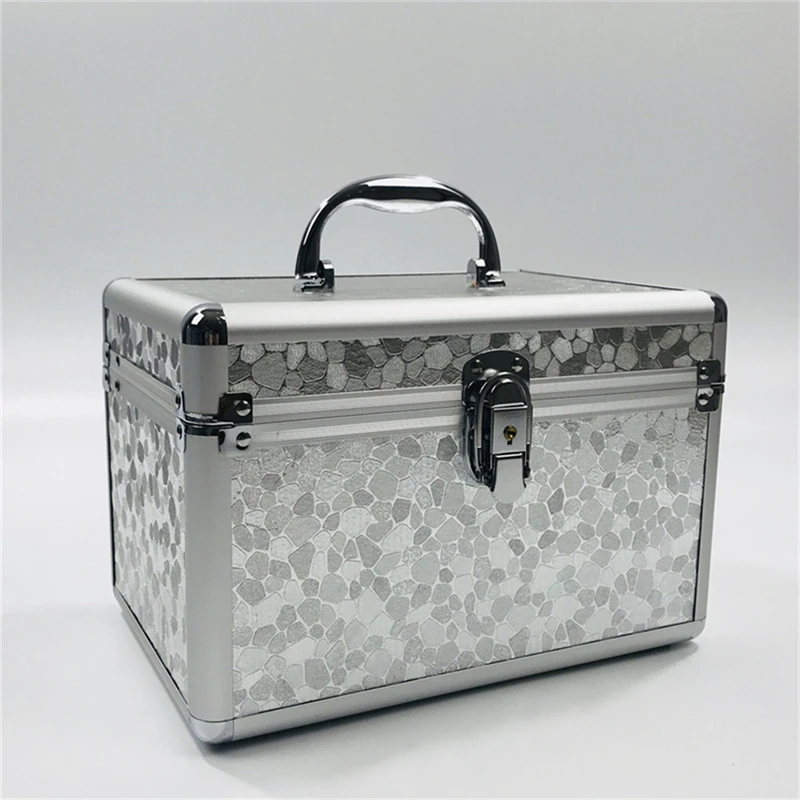 

Professional Aluminium alloy Make up Box Lighting pattern Makeup Case Beauty Case Cosmetic Bag Multi Tiers Lockable Jewelry Box