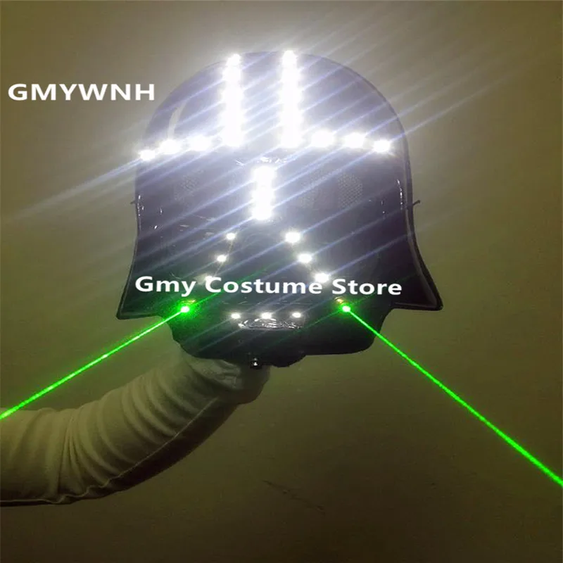 

T14 Halloween party wears mask dj green laser light projector bar mask led costumes ballroom dance stage performance robot man