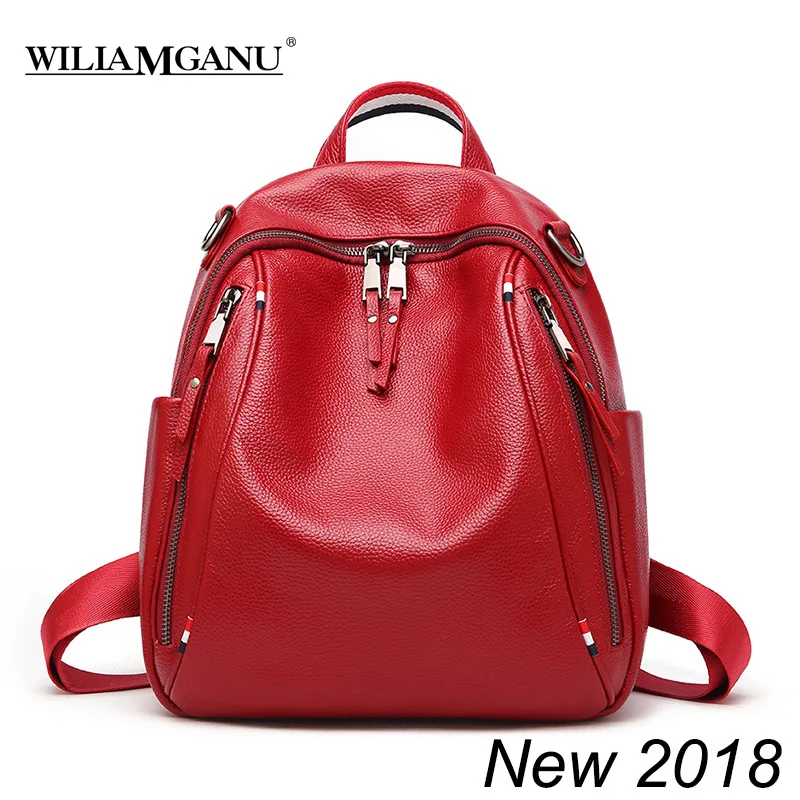 

2018New 100%Real Genuine Leather Women's Backpack Shoulder Laptop Bag Ladies Pocket Girl Schoolbag teenage bags for girls