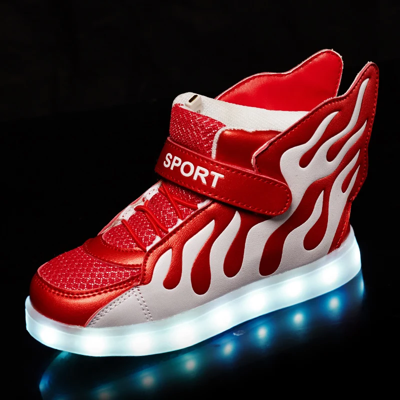 Детские кроссовки с зарядкой от USB, светодиодный свет, новинка, спортивная обувь для мальчиков и девочек, 7 цветов, светящиеся кроссовки