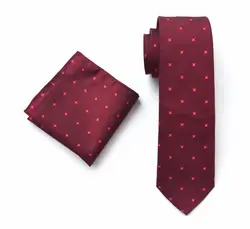 Дизайнера Для мужчин галстук комплект Свадебная вечеринка красный тканые галстуки с платком для человека подарок