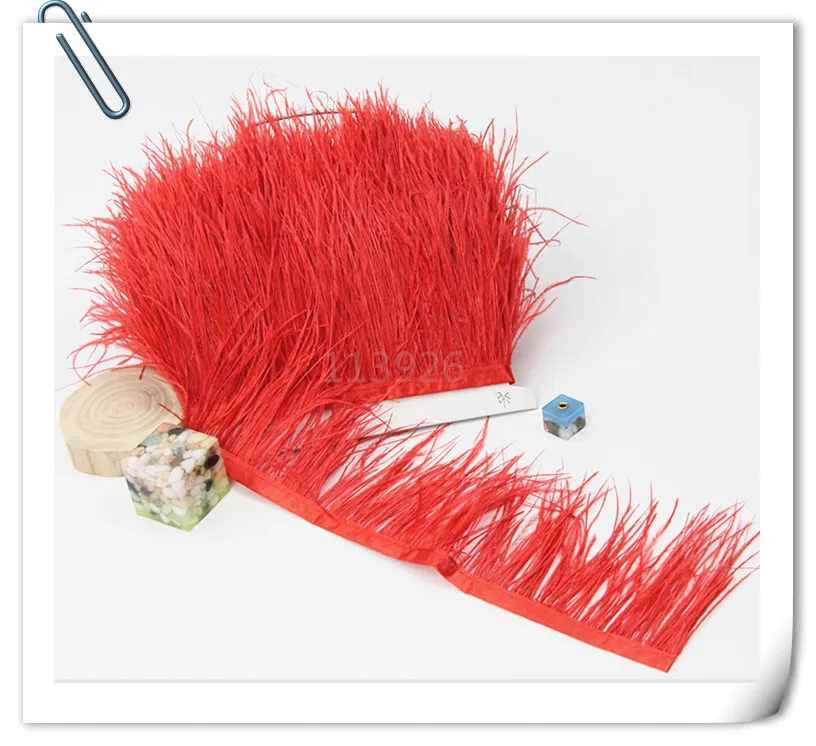 New ! 10 15cm 10yards red ostrich feather boa/ribbon/strip natural