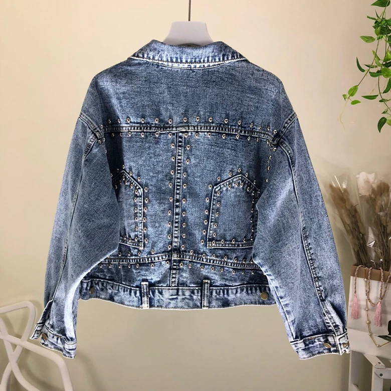 Lâche Printemps Nouveau En Han Clouer Poche Paragraphe Veste Lourd Femmes Édition De Chart Jean Bref 2019 See Mode Manteau rrwFdZ