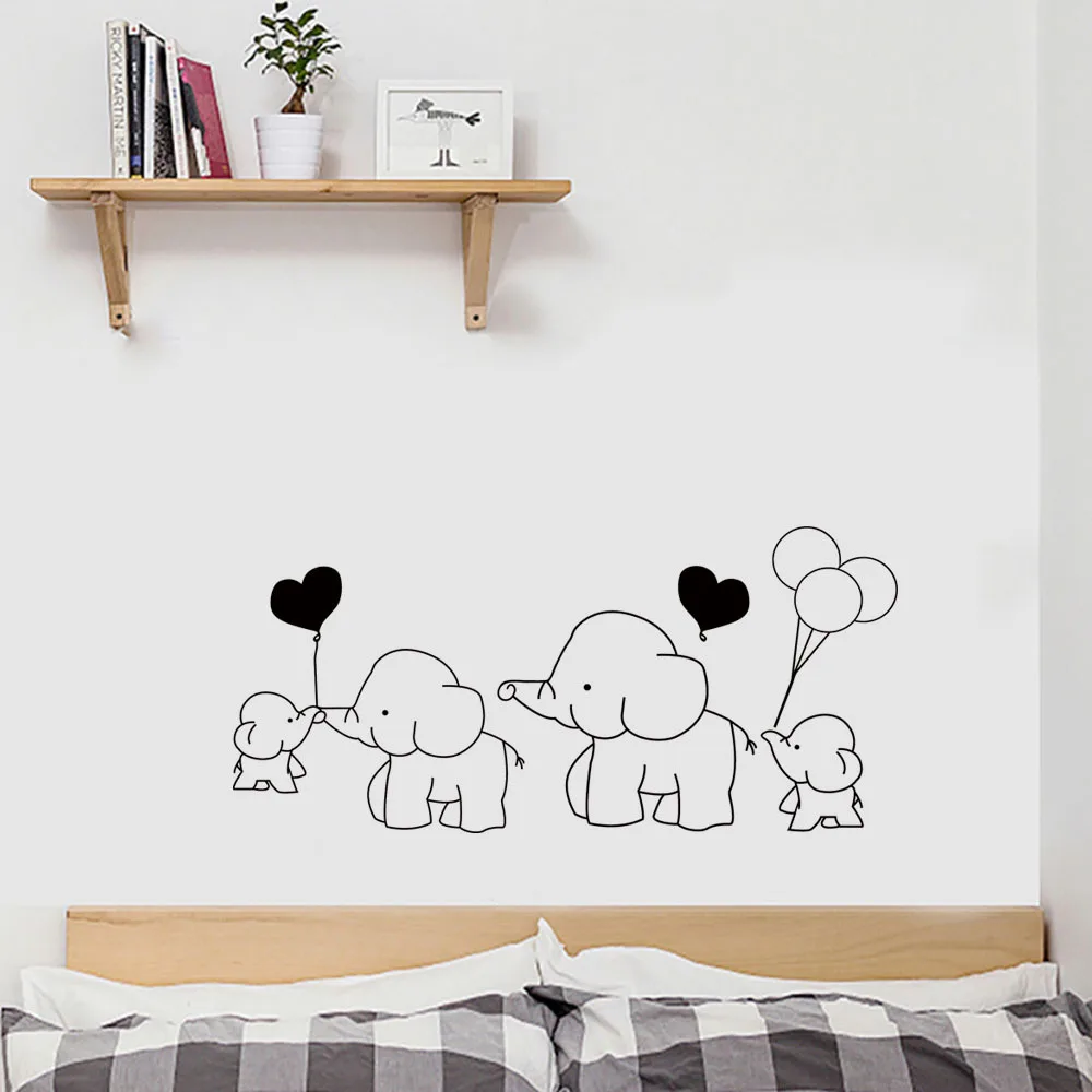 

Cartoon Wall Sticker For Kids Room Elephant Balloon Heart Children Bedroom Stickers DIY Home Decorative Art Wall Poster