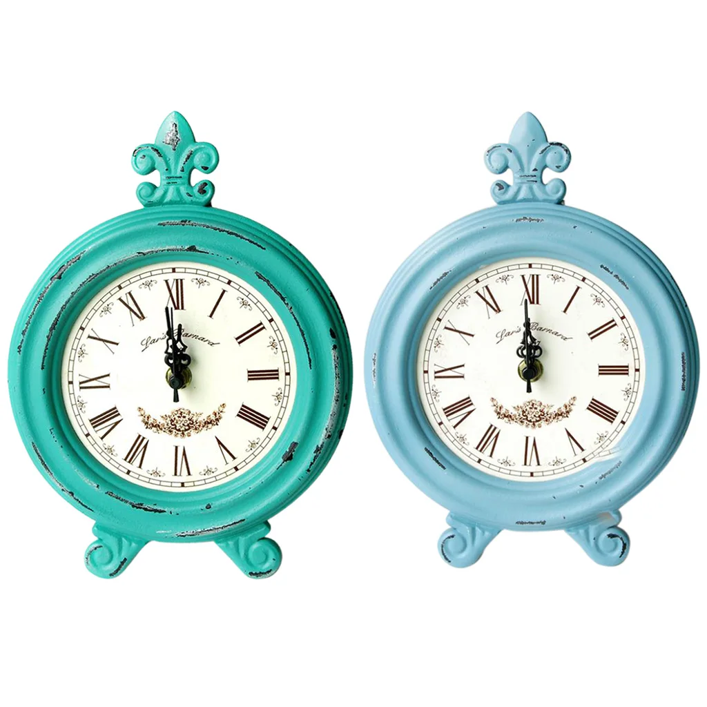 Rustic Vintage Wooden Table Clock Desktop Decor Clock Home Coffee Shop Decor