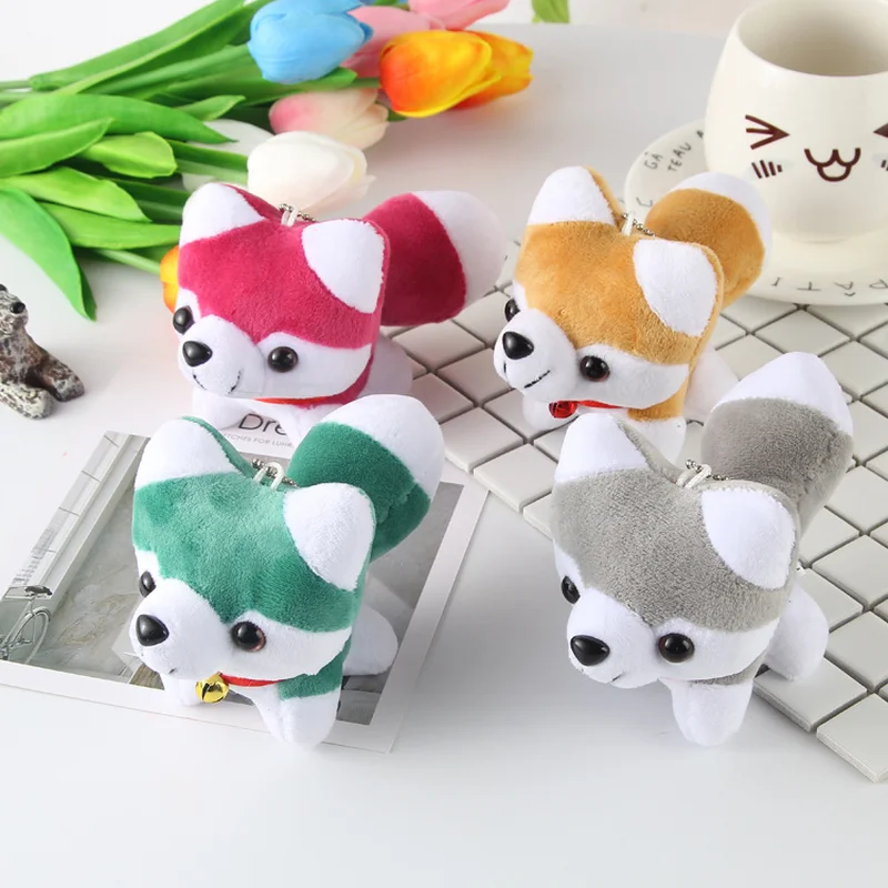 Cute Husky Dog Kawaii Plush Keychains Bag Mobile Phone Ornaments Stuffed Animals Soft PP Cotton