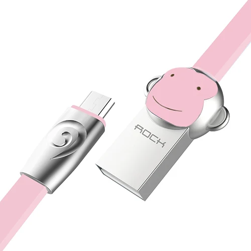 Курица микро USB кабель для samsung/Xiaomi/huawei/Meizu/htc, рок талисман серии сплав металла микро кабель для телефонов android - Цвет: Pink Monkey