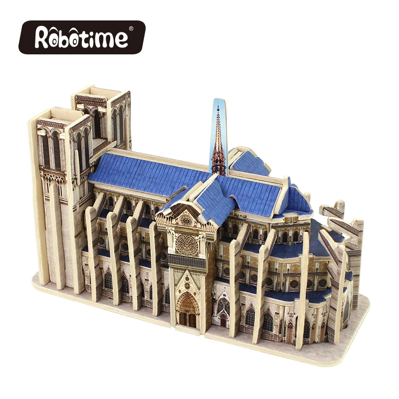 

Robotime Mini Educational DIY Model 3D Puzzle Toy 50 pcs Notre Dame De Paris Model famous buildings MJ404