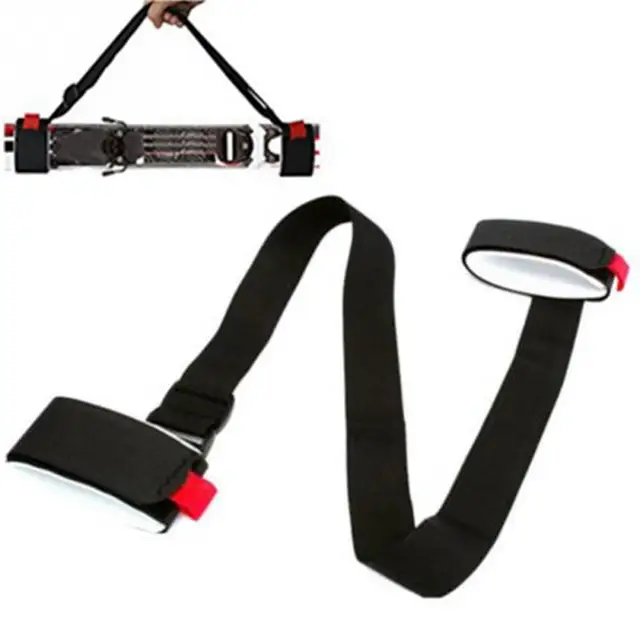 Ski Pole Hand Shoulder Adjustable Carrier Handle Lash Straps  Hook Loop Protection Black Nylon Skiing Handle Strap Bags