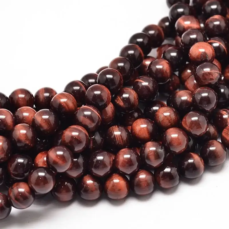 

Natural Red Tiger Eye Round Bead Strands, UnDyed & Heated, 8mm, Hole: 1mm; about 49pcs/strand, 16"