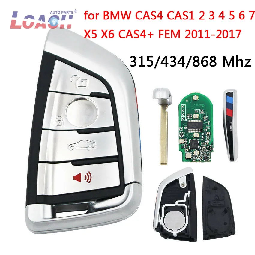 4 кнопки дистанционный смарт ключ-брелок pcf7953 для BMW CAS4 FEM CAS1 на возраст 2, 3, 4, 5, 6, 7X5X6 CAS4+ FEM 2011- 315 МГц/434 МГц/868 МГц